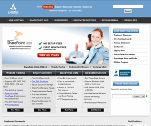 alentus.com: SharePoint Hosting Foundation 2010 | ASP.Net Hosting | Windows SharePoint Services | WordPress | Dedicated Servers
Alentus SharePoint, website, ASP.NET and PHP hosting since 1997 from $8.95 per month. SharePoint Foundation 2010, Windows SharePoint Services 3.0 (WSS), ASP.NET, WordPress, SQL Server, Hosted Managed Dedicated Server Hosting.