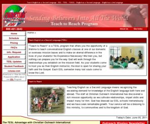 coi-esl.com: ESL - TESL School | Christian Outreach International
Teach English as a Second Language. Christian Outreach International offers ESL - TESL training in the United States with assignments overseas.