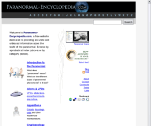 paranormalencyclopaedia.com: Paranormal Encyclopedia
Free online encyclopaedia of the paranormal.