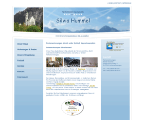 schwangau-ferienwohnungen.com: Ferienwohnungen Silvia Hummel in Hohenschwangau: Ferienwohnungen Silvia Hummel
3 und 4 Sterne Ferienwohnungen in Hohenschwangau. Herzlich Willkommen in unserer gemütlichen Ferienwohnung direkt am Fusse von Schloss Neuschwanstein