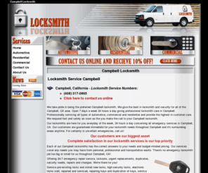 locksmithcampbell.com: Campbell Locksmith – 24/7 Fast Locksmith Campbell, CA
24 Hour Emergency Locksmith Services in Campbell CA – Save 10% for finding us online – We service all automotive, residential, and commercial locks!  Call Now! (408) 317-0865