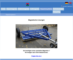 magnetic-solutions.info: Separiersysteme - Magnetische Lösungen
Internetprsenz der Mannel Magnet Technik OHG Remscheid, Handel mit Magneten