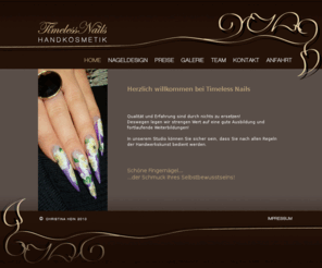 timeless-nails.com: Timeless Nails - Nagelstudio Waldbröl Christina Hein
Dies ist die Image-InternetSeite von dem Nagelstudio Timeless Nails Handkosmetik aus Waldbröl und Hurst. Hier finden Sie alle Informationen zu dem Nagelstudio.