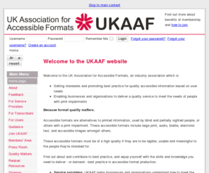 ukaaf.org: UKAAF - UK Association for Accessible Formats - News
UKAAF, UK Association for Accessible Formats, BAUK, Braille Authority, UKABP, COTIS