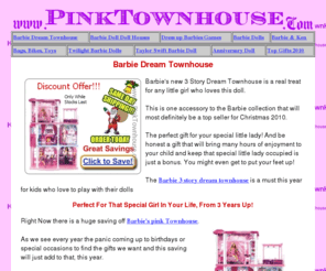 pinktownhouse.com: Barbie Pink Townhouse - Barbie's new 3 Story Dream Townhouse
Barbie's luxurious new 3 Story Dream Townhouse With over 55 pieces and accessories, the house has five fully furnished, deluxe rooms with chandeliers and so… 