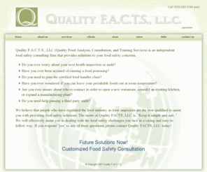 qualityfacts.com: Quality F.A.C.T.S.
quality facts safety food analysis consultation training services