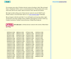 lamdale.com: Prospero Associates Limited - ???dale.com domain names
Prospero Associates Limited, Dale domain names