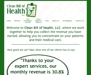 877mdbilling.com: Clean Bill of Health, LLC
Expert third-party medical billing specialists.