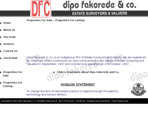 dipofakoredeandco.com: Dipo Fakorede & Co. Estate Surveyors & Valuers
Dipo Fakorede & Co. Estate Surveyors & Valuers