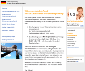 musterprotokoll.de: Musterprotokoll.de - Existenzgründung mit dem Musterprotokoll
Info & kostenloser Download zur Gründung einer UG oder GmbH mit dem Musterprotokoll