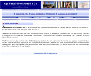 afmlaws.com: Aga Faquir Mohammad & Co Shipping & Maritime Law, Arbitration Law, 
Banking & Finance, Commercial  Law, Constitutional Law,
Shipping & Maritime Law, Arbitration Law, Banking & Finance, Commercial  Law, Constitutional Law, Conveyancing and drafting legal documents, Intellectual Property Law