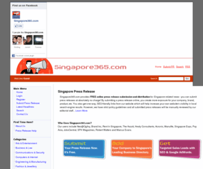 singapore365.com: Singapore Press Release | Singapore365.com
Singapore365.com is a FREE press release service for Singapore companies. Our online press release platform is easy to use, SEO-friendly and automatically distributes to social media websites.