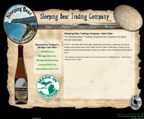 sleepingbearcider.com: Artisanal Hard Cider - Sleeping Bear Trading Company LLC.
Sleeping Bear Trading Co. Hard Cider -Michigan's #1 Specialist on Hard Cider.