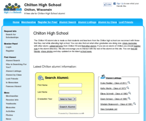 chiltonhighschool.org: Chilton High School
Chilton High School is a high school website for Chilton alumni. Chilton High provides school news, reunion and graduation information, alumni listings and more for former students and faculty of Chilton  in Chilton, Wisconsin