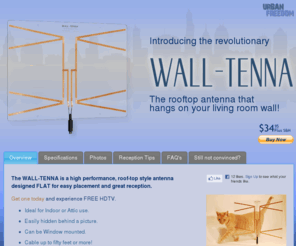 walltennas.com: Wall-Tenna: The flat HDTV / DTV Antenna
The WALL-TENNA is a high performance, roof-top style Antenna designed FLAT for easy placement and great reception.