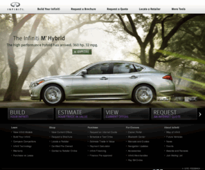 infinitiusa.com: Infiniti USA: High Performance Luxury Cars, Crossovers, and SUVs by Infiniti
Official Infiniti USA Website.  See the new line of high performance luxury vehicles including the Infiniti G Coupe, Sedan, Convertible, M, EX, FX and QX.