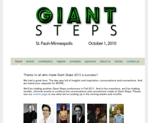 giantstepsmn.com: Giant Steps - home
An event for creative entrepreneurs, artists, and independent professionals.