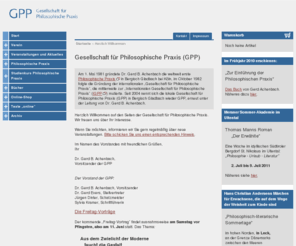 g-pp.de: Herzlich Willkommen [GPP - Gesellschaft für Philosophische Praxis]
Gesellschaft fuer Philosophische Praxis in Bergisch Gladbach