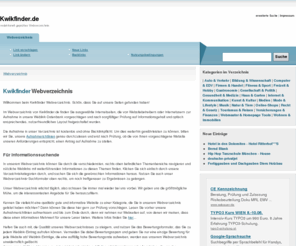 kwikfinder.de: Linkverzeichnis - Kwikfinder - Webverzeichnis / Webkatalog
Linkverzeichnis: Kwikfinder - redaktionell geprüfter und sorgfältig gepflegter Webkatalog mit Internetseiten zu diversen Themen.