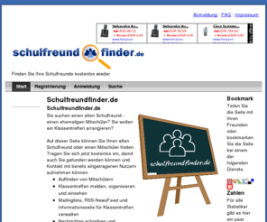 schoolmatefinder.net: Schulfreundfinder.de - Finden Sie kostenlos Ihre alten Klassenkameraden / Ehemaligen Schulfreunde
Schulfreundfinder.de - Finden Sie kostenlos Ihre alten Klassenkameraden / Ehemaligen Schulfreunde