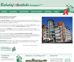 bahnhof-apotheke.de: Bahnhof-Apotheke - Herzlich Willkommen in der Bahnhof-Apotheke
Ab 1. Oktober 2008 präsentiert sich die Bahnhof-Apotheke mit neuem Design im Internet. Das klare und übersichtliche Layout macht die Website noch benutzerfreundlicher.