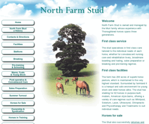 northfarmstud.com: North Farm Stud - broodmare boarding and foaling, sales preparation, re-homing racehorses
North Farm Stud in Oxfordshire specialises in broodmare boarding and foaling, bloodstock sales preparation, and re-homing racehorses