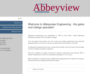 abbeyviewengineering.com: The gates and railings specialist | Abbeyview Engineering
At Abbeyview Engineering we specialise in steel fabrication & welding, with specific emphasis on gates and railings.