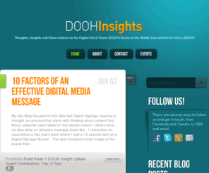 doohinsights.com: DOOH Insights
Thoughts, Insights and Observations on the Digital Out of Home (DOOH) Sector in the Middle East and North Africa (MENA)