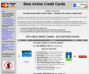 airline-cards.com: Best Airline Credit Cards: Reviews of The Best Airline Mileage Credit Cards for Earning Miles
The Best Airline Mileage Credit Cards for Frequent Flyers that Earn Miles and Rewards