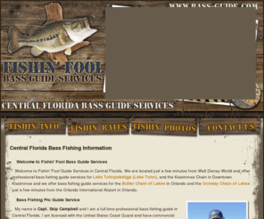 bassnflats.com: Fishin' Fool Bass Guide Services | Central Florida Bass Guide, Orlando, Kissimmee Bass Fishing
Fishin' Fool Bass Guide Service is a professional bass fishing guide service in Orlando, Kissimmee and Central Florida offering bass fishing on Lake Toho and the Conway Chain of Lakes near Disney with Capt Skip Campbell.