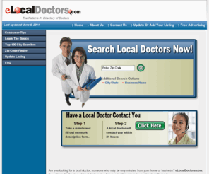 elocaldoctors.com: Local Doctors Are a Click Away - Find Doctors in Your Local Area
Local Doctors Can Be Found Here For All Your Health Needs.  Why Not Search Our Database of Doctors Today?