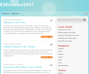 eseistanbul2007.org: ESEIstanbul2007
ESEIstanbul2007 ist eine Webseite die sich mit Themen aus der Reise Branche befasst. Die Reise Branche ist sehr vielseitig, daher sind die Informationen auf ESEIstanbul2007 ebenfalls sehr vielseitig.