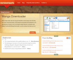 domdomsoft.com: DomDomSoft - Happy Coding!
Manga Downloader, DomDomSoft Manga Downloader, Download Manga from OneManga and MangaFox and MangaHut and MangaToShokan and MangaHelpers and OurManga and MangaVolume and lu.scio.os. Best manga downloader.