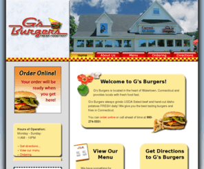 gsburger.com: G's Burgers
G's Burgers is located in the heart of Watertown, Connecticut and provides locals with fresh food fast. Stop in to check out our selection or view our menu online. In a rush? We now have online ordering for your convenience. 