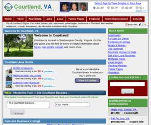 southamptoncounty.com: Courtland, Virginia (VA) Hotels, Yellow Pages, Homes, Weather, Apartments, Jobs, and more
City of Courtland, Virginia. Find hotels, homes, jobs, apartments, yellow pages, and events in Courtland. Also weather, restaurants, schools, businesses, city information and other info for Courtland.