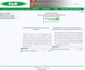 sodiumalimentaire.org: ksalt
KSALT,produit sel appauvri en sodium permet un apport en potassium, nutrition, Nutrionix, clean label, sans OGM, non ionisé, sans allergène, sans arrière goût, sans amertume.