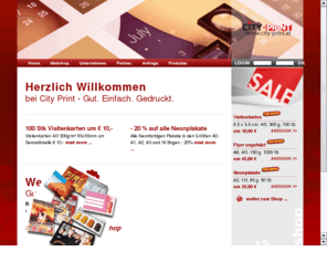 city-print.at: CityPrint
City Print - Ihr Onlineshop für günstige Drucksorten. Egal ob Digitaldruck oder Offsetdruck. Top Qualität zu fairen Preisen. In unserem Webshop finden Sie Aufkleber, RollUp Systeme, Visitenkarten, Flyer, Broschüren, Werbebanner, Transparente, Flugzettel, Blöcke, Folder,  bedruckte T-Shirts und vieles mehr.