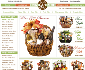 simplyclassic.com: Wine Gift Baskets and Gourmet Gift Baskets by Simply Classic Gift Baskets
Gourmet Gift Basket makers of Fine Wine Gift Baskets, Beer Gift Baskets, Corporate Gift Baskets, Fruit Gift Baskets and Custom all occasion gift baskets for over 20 years.