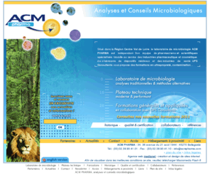 industrie-pharmaceutique.com: ACM PHARMA, laboratoire de microbiologie pour l'industrie pharmaceutique et agro alimentaire
Laboratoire Acm pharma : contrôle microbiologique et analyse medicale pour les industries pharmaceutique et cosmétique dans le Val de Loire