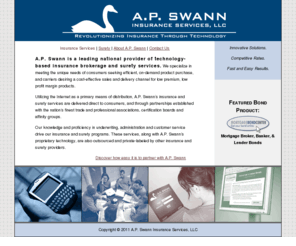 swannphotos.com: A.P. Swann Insurance Services
A.P. Swann is a leading national provider of technology-based insurance brokerage and surety services.