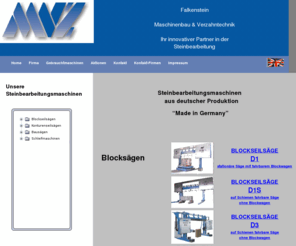 mvz-falkenstein.com: Steinbearbeitungsmaschinen Steinsägen Brückensäge Kantenschleifmaschine gebraucht
Wir stellen Steinbarbeitungsmaschinen  zum Schleifen und Sägen von Granit und Naturstein her. Dazu gehören  Blocksägen, Konturenseilsägen, Bausägen und Schleifmaschinen.  Auch gebraucht.