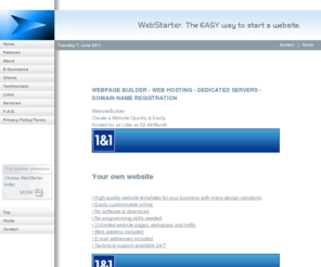 webstarter.co.uk: Make My Own Website Build Your Own Web Site, Business Web Site Builder, Create a Web Site
webstarter, how to set up a web site,  web site builder, create a web page, web page builder, how to build a web site, how to build a web page, free web page builder, ecommerce web site builder, cheap web site builder, UK based WebStarter offers professional web page templates. You can access and edit your site via our easy web page builder.
