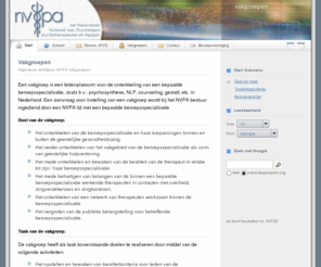 nvpavakgroepen.org: NVPA :: Vakgroepen
Vakgroepen beroepsvereniging het NVPA