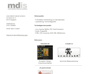 mdis.biz: mdis.biz
Plattform zum Fotoaustausch. Hier können Fotos verteilt, diskutiert, entwickelt und verkauft werden.