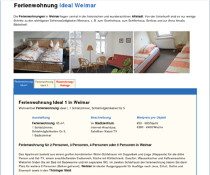 weimar-ferienwohnung.com: Ferienwohnung Ideal im Zentrum Weimars mieten
Die Ferienwohnung in Weimar liegt zentral in der historischen und wunderschönen Altstadt.