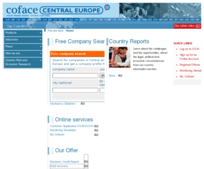 cofacecentraleurope.com: Credit Insurance, Business Information, Collection, Factoring by Coface
Complete trade receivables management including credit insurance,guarantee insurance,business information,factoring and collection by Coface