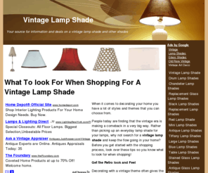 vintagelampshade.net: Vintage Lamp Shade
A vintage lamp shade will not only make your lamp look better, it can have a wonderful impact on the appearance of an entire room.