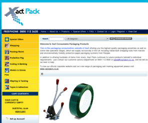 xactpack.net: Xact consumable packaging products
Xact packaging consumables supplies packaging consumables: strapping equipment, protective packaging, stretch film & shrink wrap, stapling & taking, tapes, glue guns & adhesives.