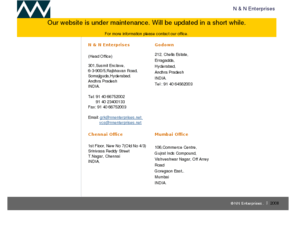 nnenterprises.net: N & N Enterprises - Trading, Servicing and contracting electrical products Company
We are the trading, contracting and service providing company in the field of Electrical Engineering.
Our business head quarter is in Hyderabad,India with branches in Chennai & Mumbai (India).NN Enterprise designs, develops, builds power facilityes for significant and high voltage application.