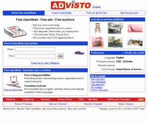 Advisto.com: Free Classifieds - Free Ads - Online Auctions